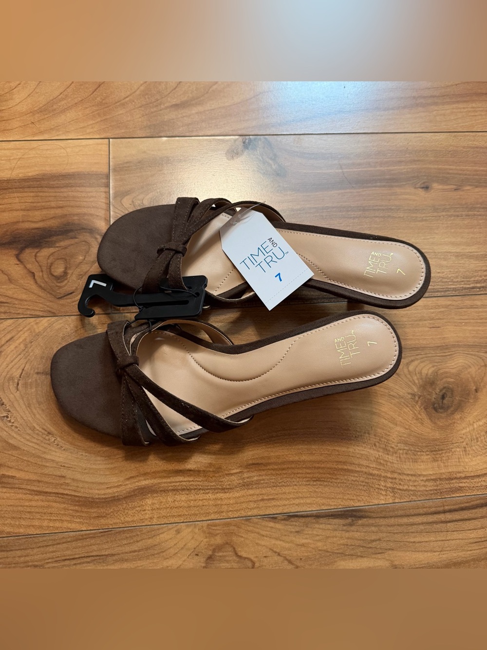 Time and Tru Brown Knotted Slide Mule Sandals